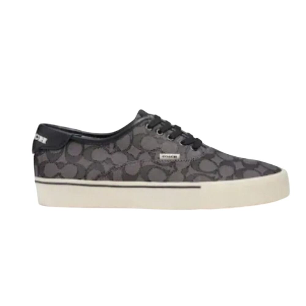 COACH MEN'S SIZE 9 SNEAKERS BLACK SIGNATURE JACQUARD "SKATE" (WOMEN'S 10.5) - Picture 2 of 5